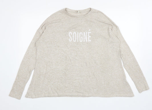 River Island Womens Beige Round Neck Polyester Pullover Jumper Size 12 - Soigne
