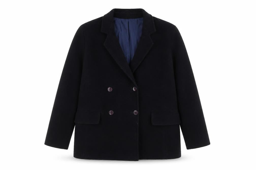 Preworn Womens Blue Pea Coat Coat Size 16 Button
