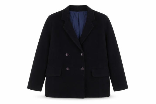 Preworn Womens Blue Pea Coat Coat Size 16 Button