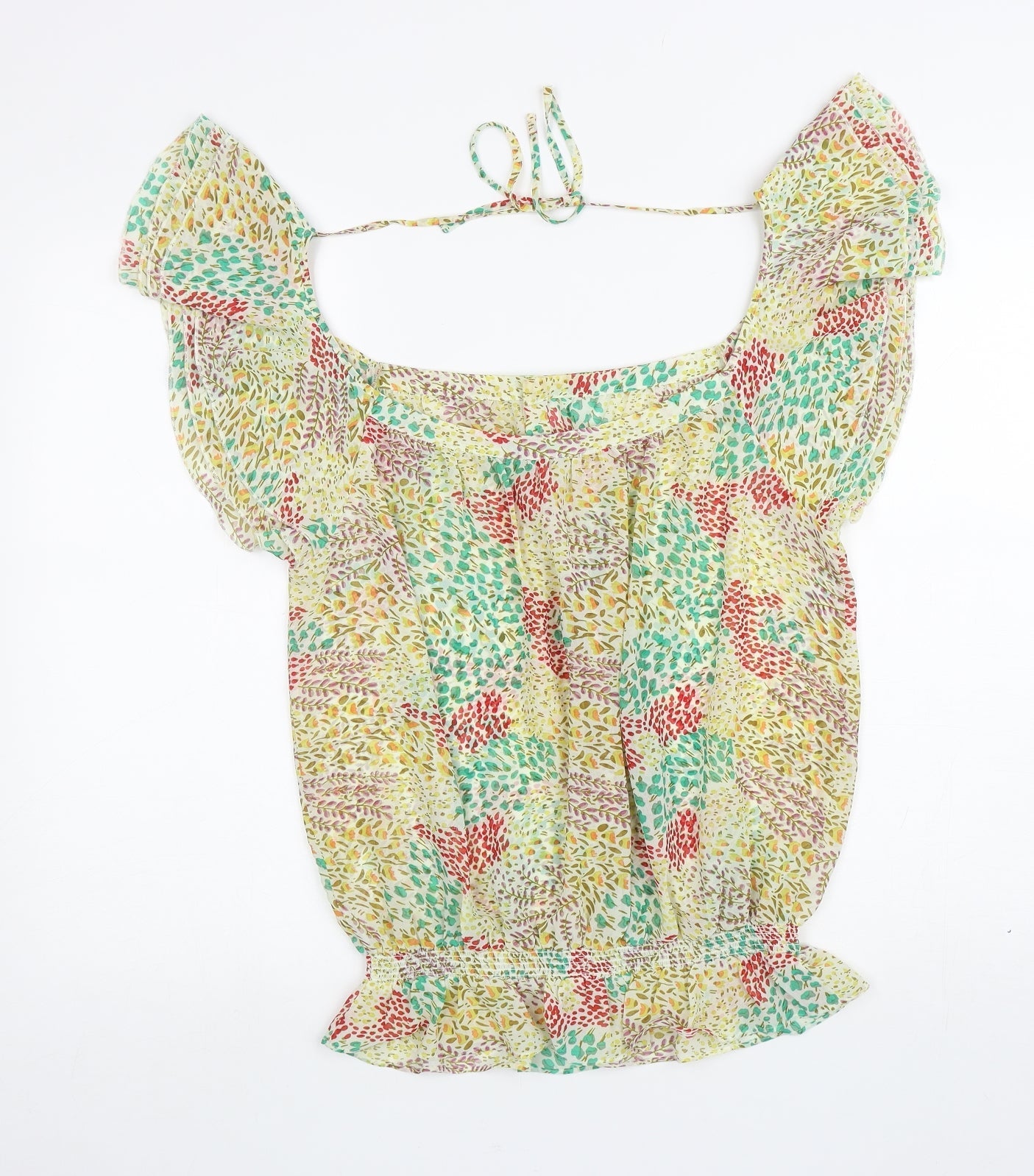 Debenhams Womens Multicoloured Floral Polyester Basic Blouse Size 16 Off the Shoulder - Tie