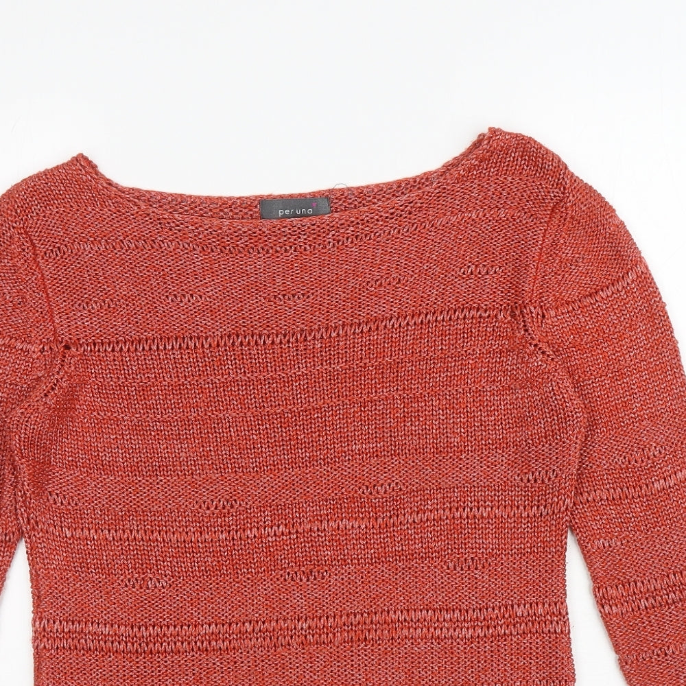 Per Una Womens Orange Boat Neck Acrylic Pullover Jumper Size 12