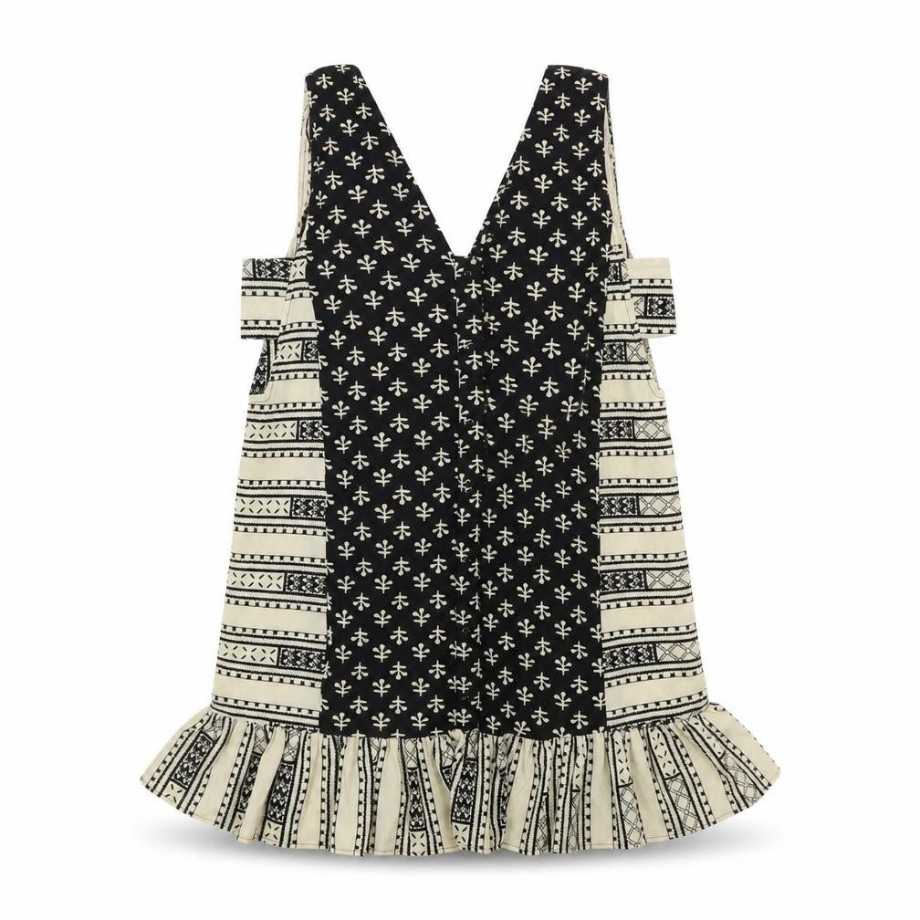 ASOS Womens Black Geometric Polyester Tank Dress Size 8 V-Neck Button