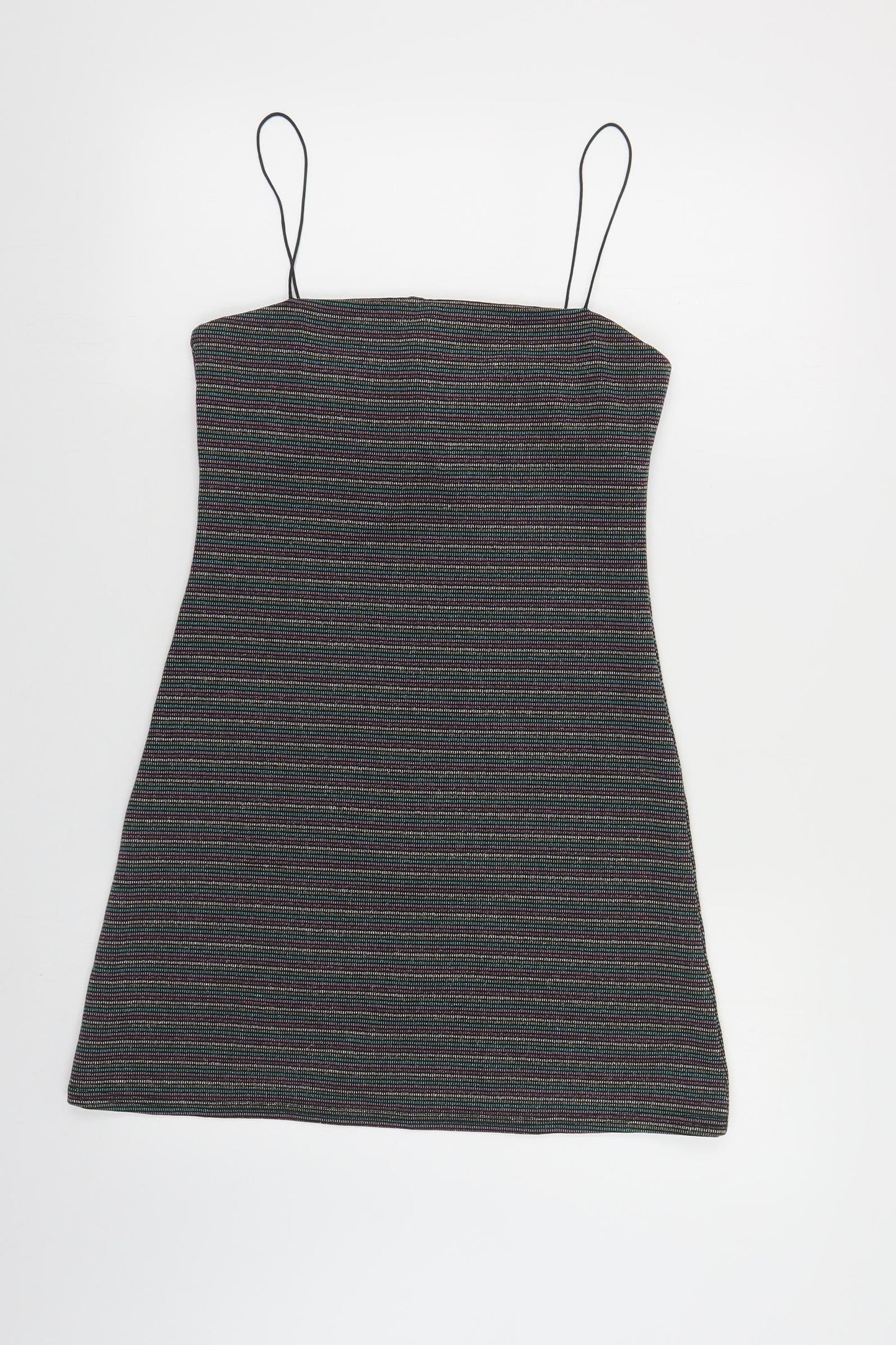 Pins & Needles Womens Multicoloured Striped Polyester Mini Size M Square Neck Pullover