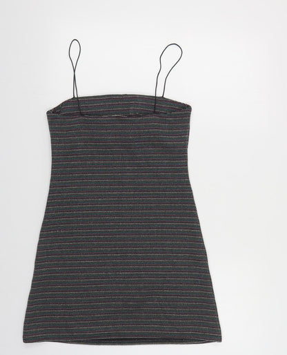 Pins & Needles Womens Multicoloured Striped Polyester Mini Size M Square Neck Pullover