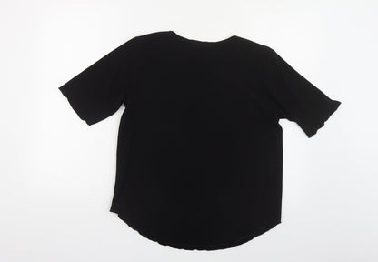 Sonic Womens Black Polyester Basic Blouse Size 12 Scoop Neck