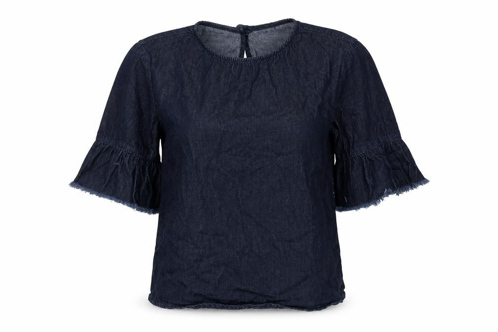 Missguided Womens Blue Cotton Basic Blouse Size 6 Round Neck