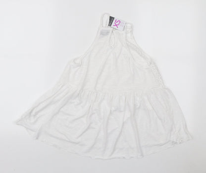 Primark Womens White Polyester Basic Blouse Size XS Square Neck