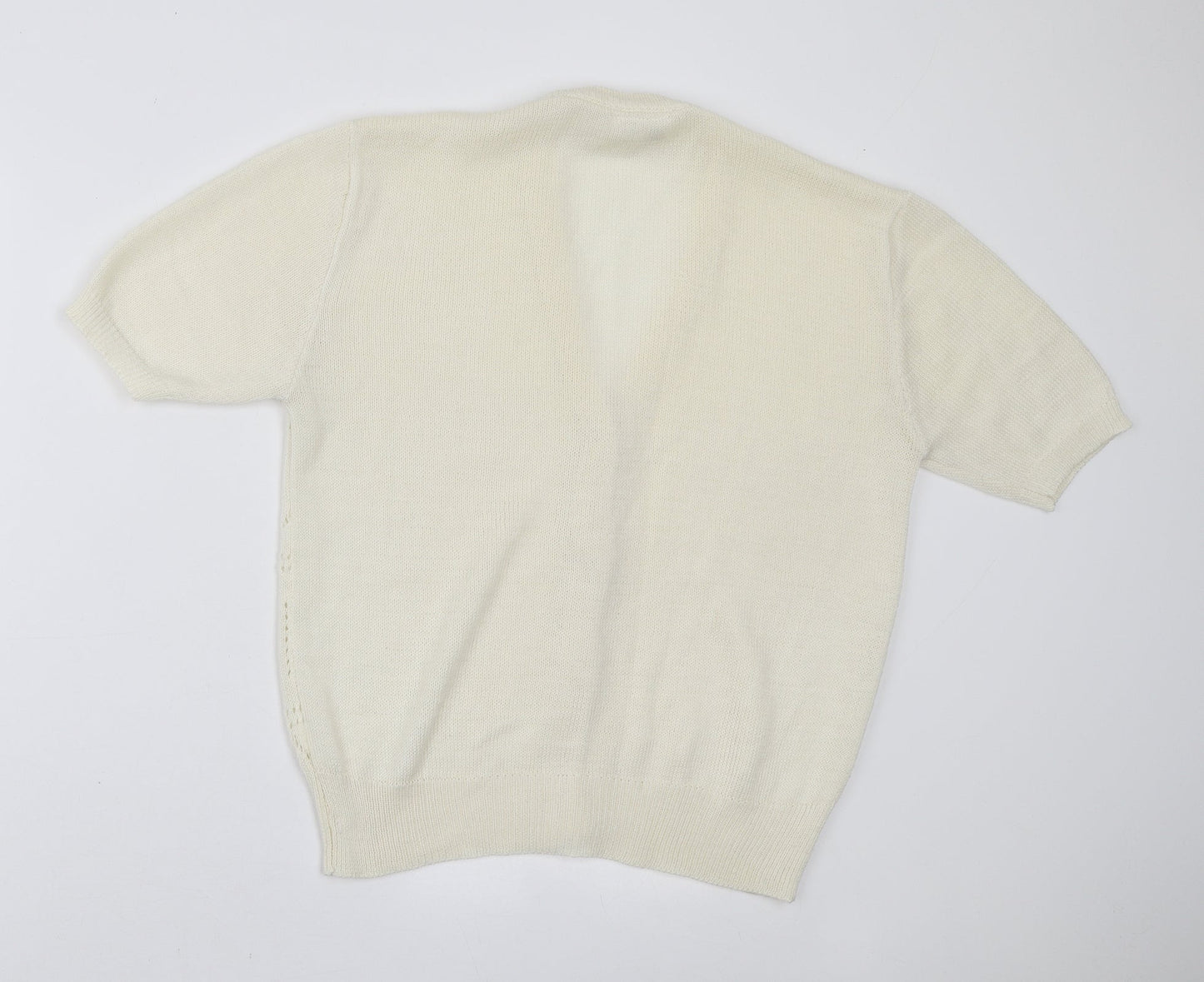Preworn Womens Ivory V-Neck Acrylic Cardigan Jumper Size 16