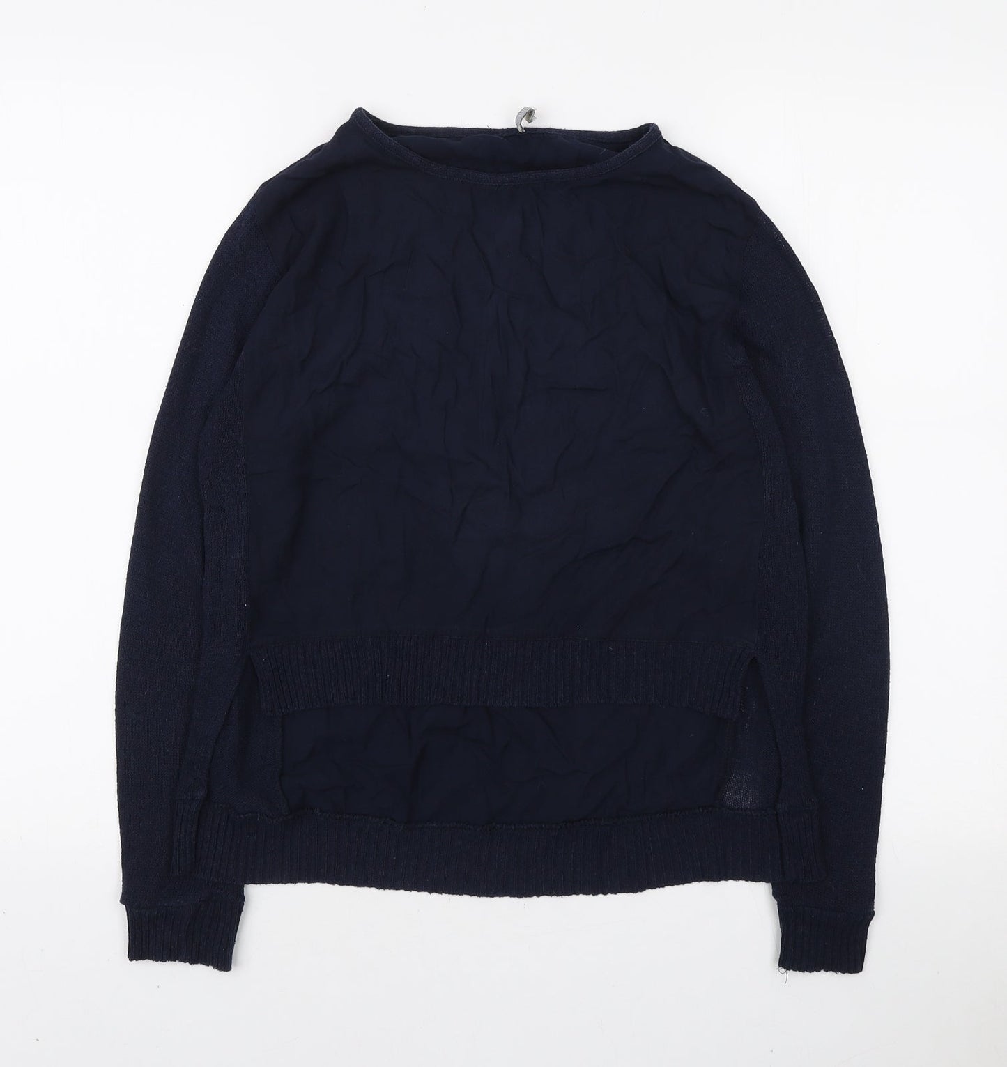 Zara Womens Blue Boat Neck Viscose Pullover Jumper Size S
