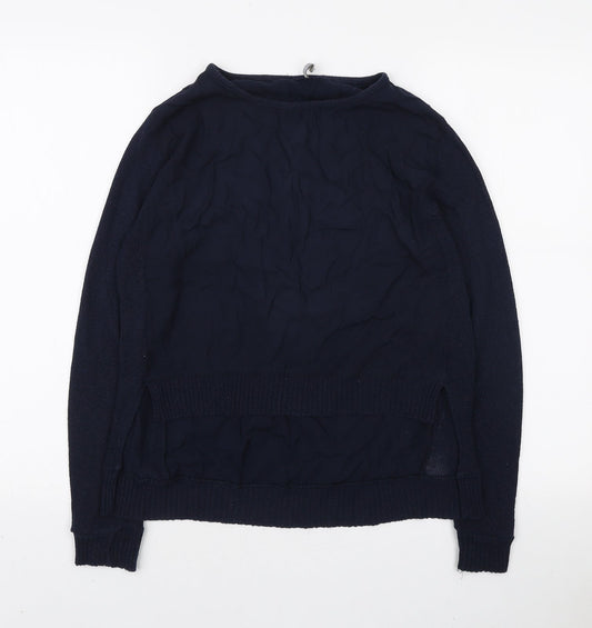 Zara Womens Blue Boat Neck Viscose Pullover Jumper Size S