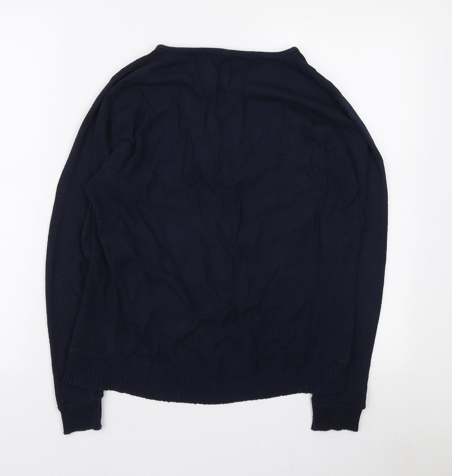 Zara Womens Blue Boat Neck Viscose Pullover Jumper Size S