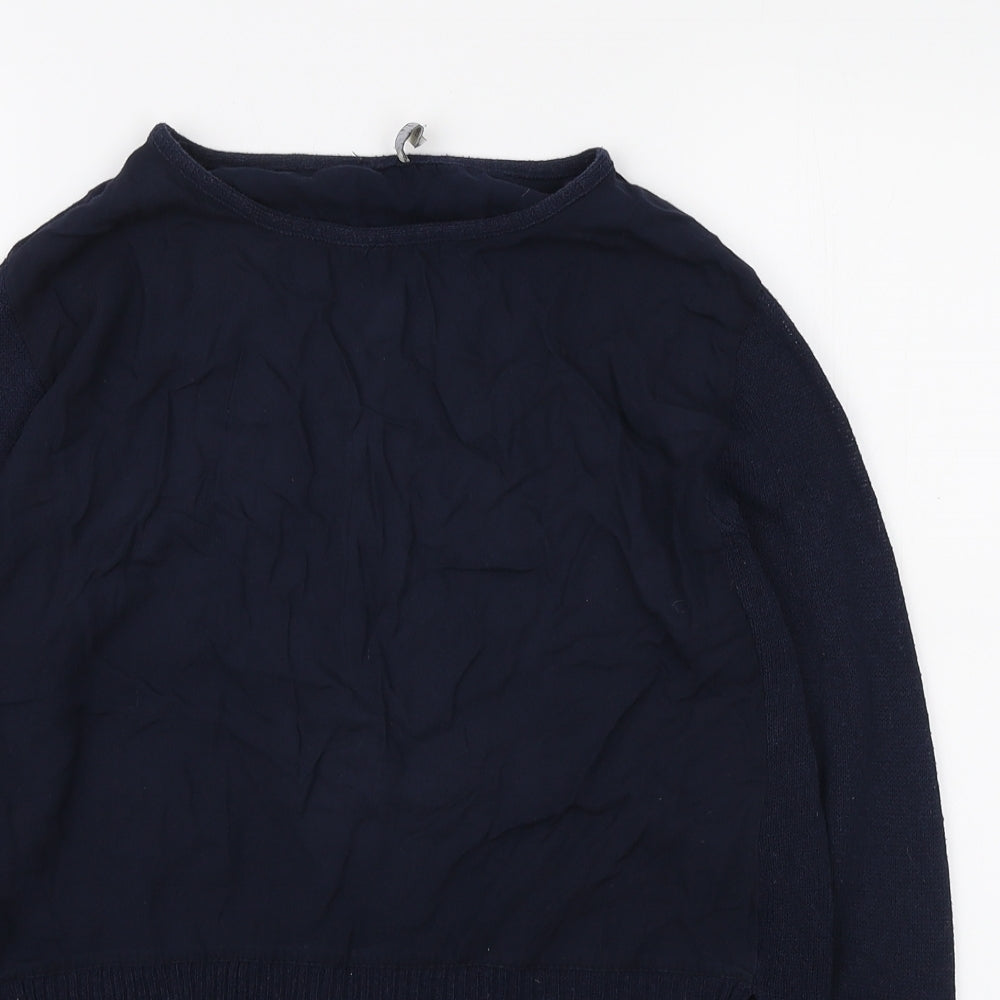Zara Womens Blue Boat Neck Viscose Pullover Jumper Size S