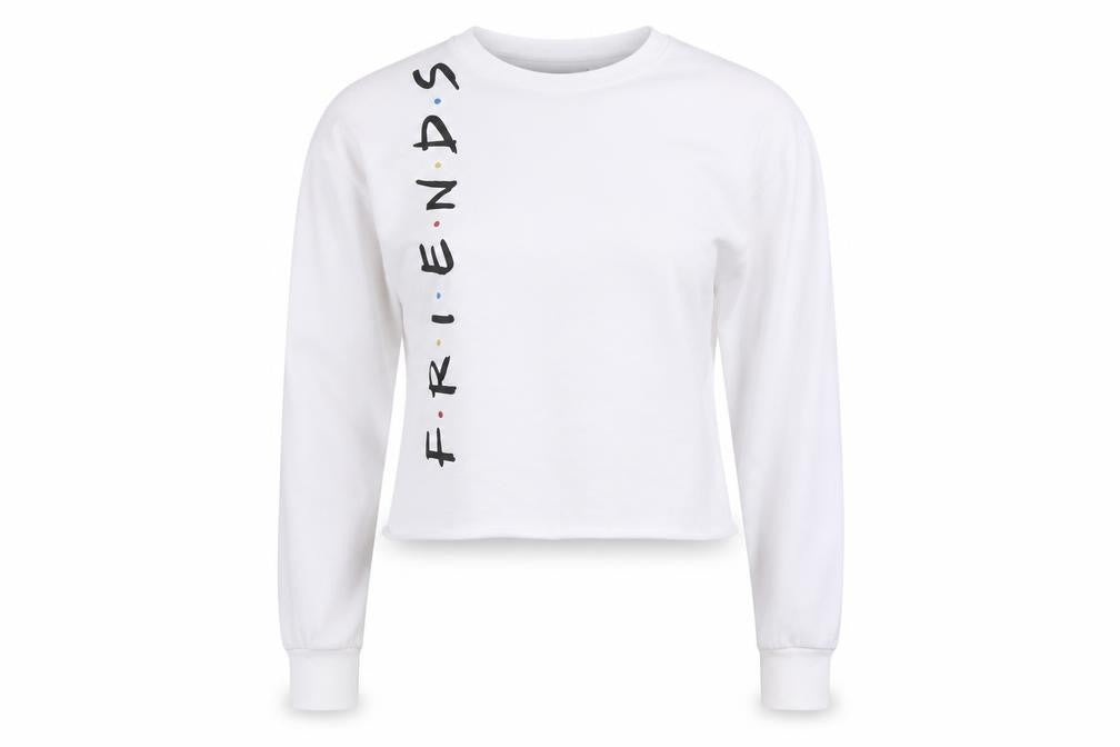 Primark Womens White Houndstooth Cotton Pullover Sweatshirt Size 2XS Pullover - F.R.I.E.N.D.S