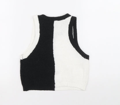 Divided Womens Black Round Neck Polyester Pullover Jumper Size S