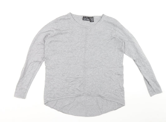 Up2Fashion Womens Grey Boat Neck Viscose Pullover Jumper Size S