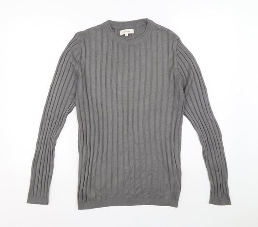 River Island Womens Grey Round Neck Viscose Pullover Jumper Size S - Ribbed fabric