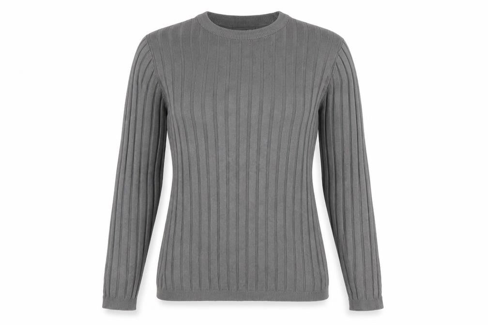 River Island Womens Grey Round Neck Viscose Pullover Jumper Size S - Ribbed fabric