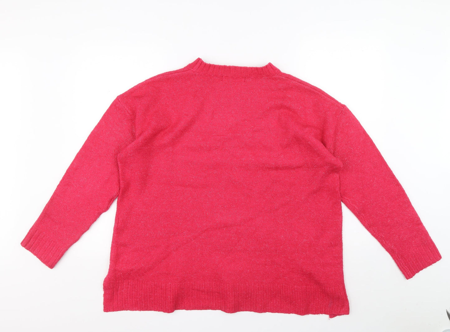 Marks and Spencer Womens Pink Round Neck Acrylic Pullover Jumper Size L