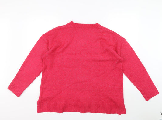 Marks and Spencer Womens Pink Round Neck Acrylic Pullover Jumper Size L