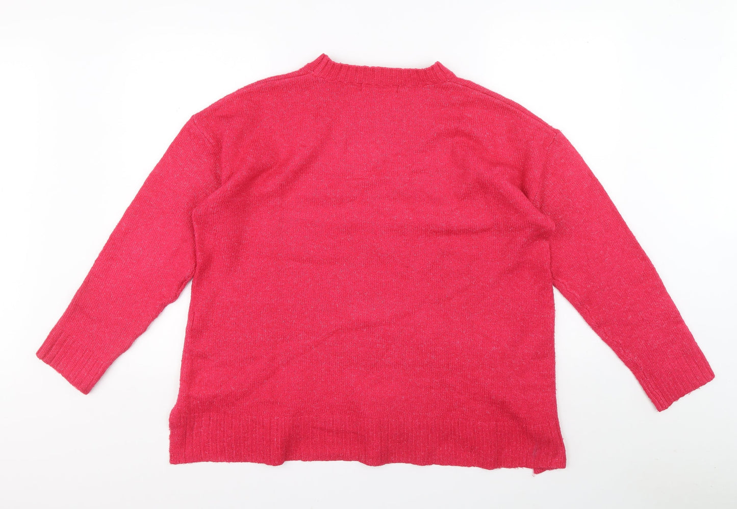 Marks and Spencer Womens Pink Round Neck Acrylic Pullover Jumper Size L