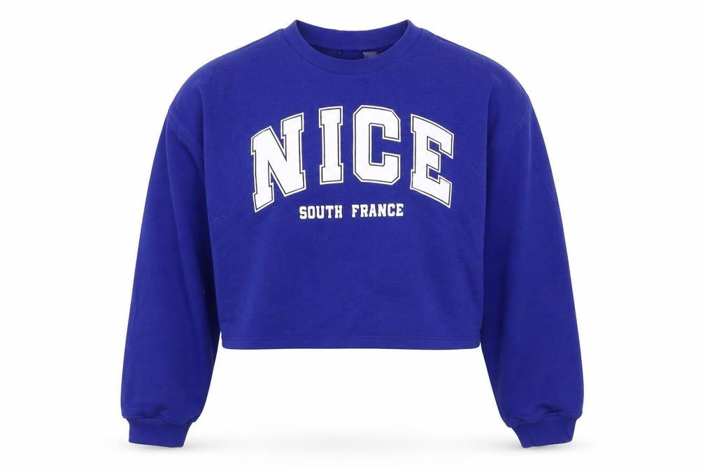 H&M Girls Blue Cotton Pullover Sweatshirt Size 11-12 Years Pullover - Cropped