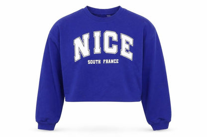 H&M Girls Blue Cotton Pullover Sweatshirt Size 11-12 Years Pullover - Cropped