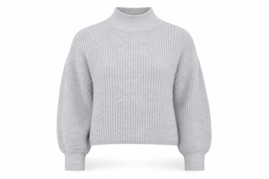 Boohoo Womens Grey Mock Neck Acrylic Pullover Jumper Size M