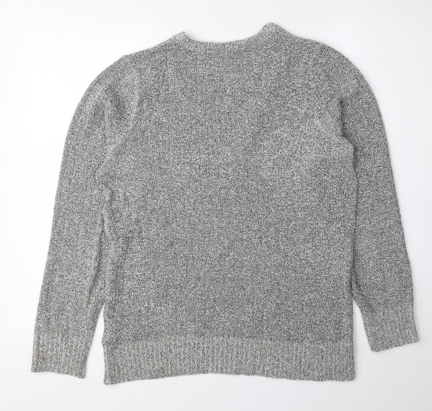 Preworn Womens Grey V-Neck Acrylic Pullover Jumper Size 10