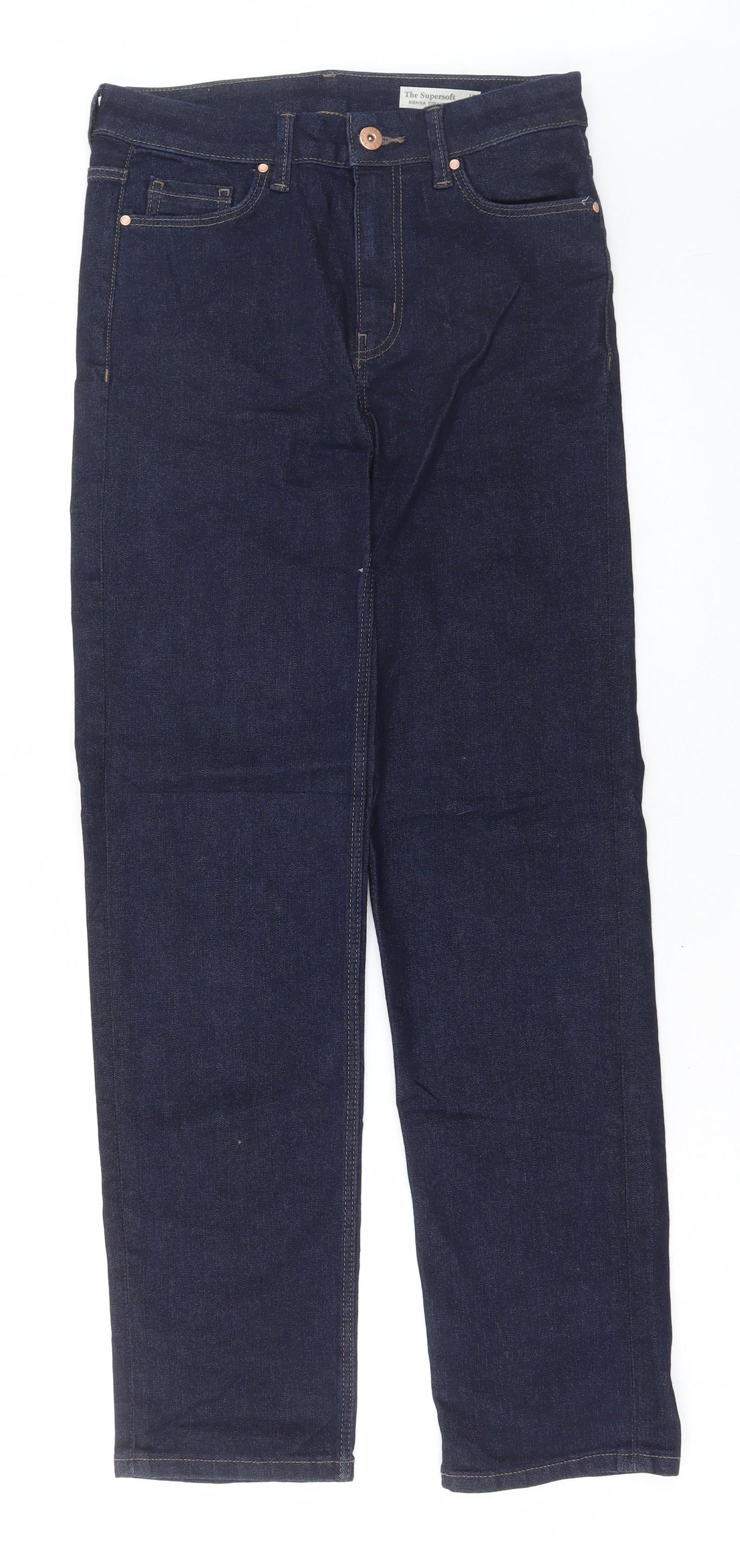 Marks and Spencer Womens Blue Cotton Straight Jeans Size 10 L29 in Regular Button