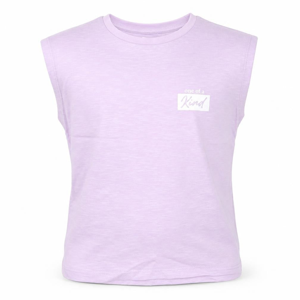 Marks & Spencer Girls Purple Cotton Basic Tank Size 7 Years Round Neck Pullover - One Of A Kind
