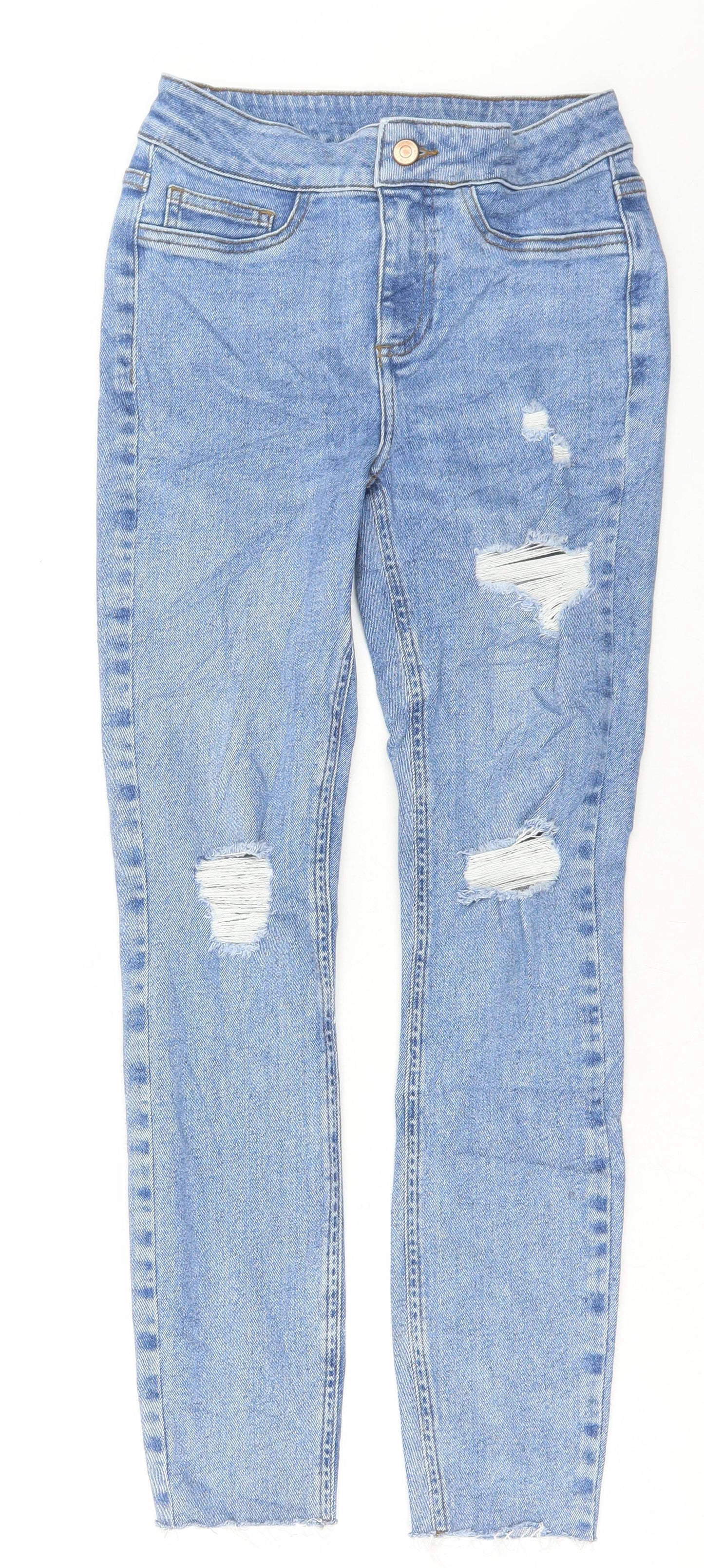 Preworn Womens Blue Cotton Skinny Jeans Size 26 in L26 in Regular Button