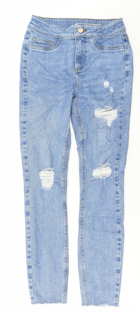 Preworn Womens Blue Cotton Skinny Jeans Size 26 in L26 in Regular Button