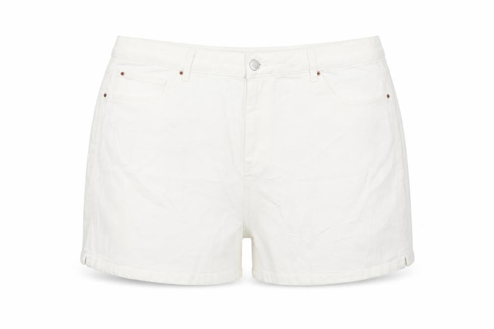 Marks & Spencer Womens White Cotton Mom Shorts Size 22 L3 in Regular Button