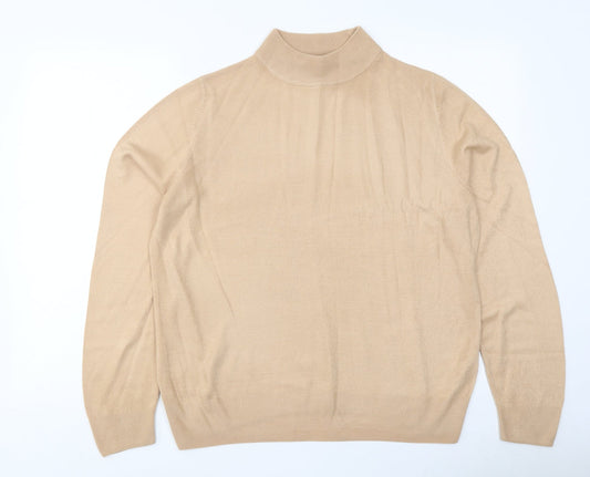 Devided Womens Beige High Neck Acrylic Pullover Jumper Size 14
