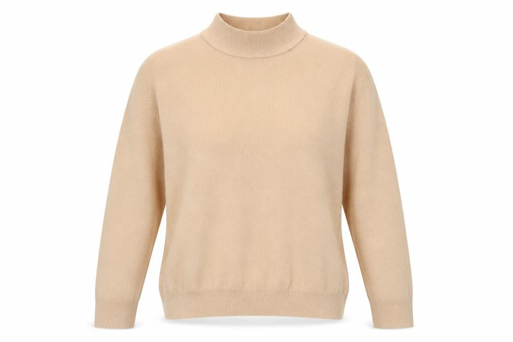 Devided Womens Beige High Neck Acrylic Pullover Jumper Size 14