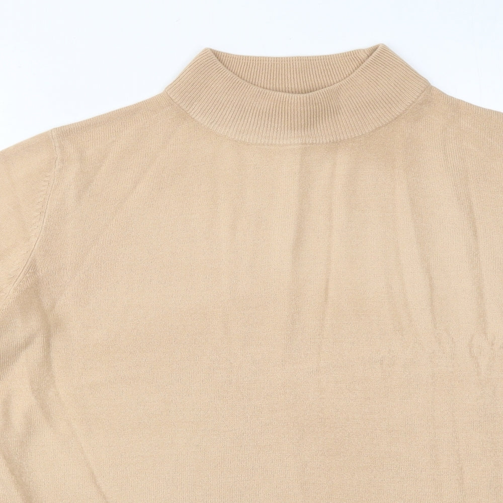 Devided Womens Beige High Neck Acrylic Pullover Jumper Size 14