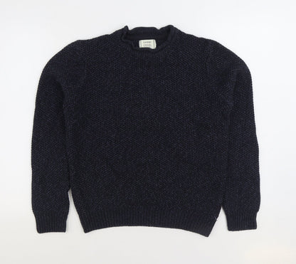 George Mens Blue Round Neck Acrylic Pullover Jumper Size S