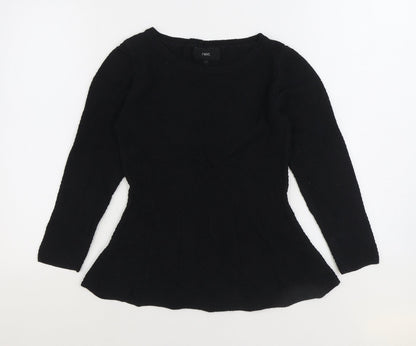 Next Womens Black Boat Neck Cotton Pullover Jumper Size 6