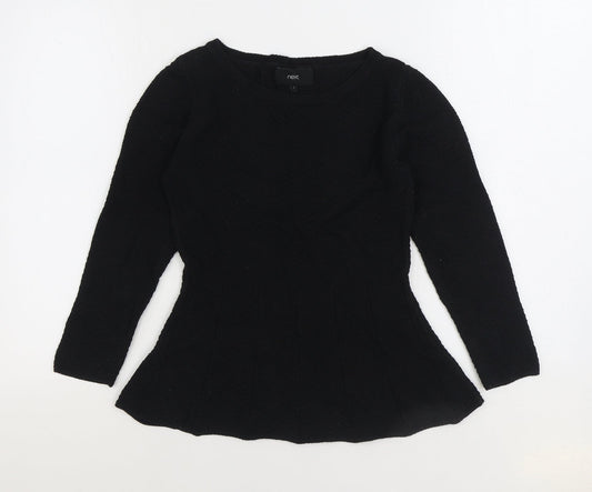 NEXT Womens Black Boat Neck Cotton Pullover Jumper Size 6