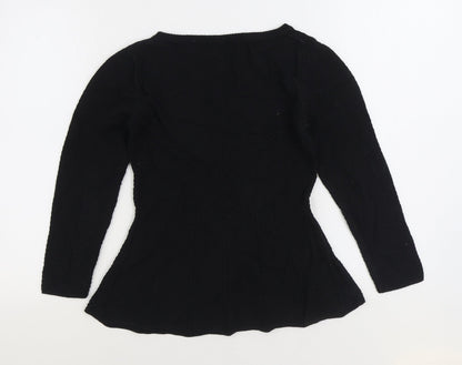 Next Womens Black Boat Neck Cotton Pullover Jumper Size 6