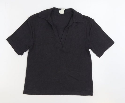 H&M Womens Grey V-Neck Viscose Pullover Jumper Size XS