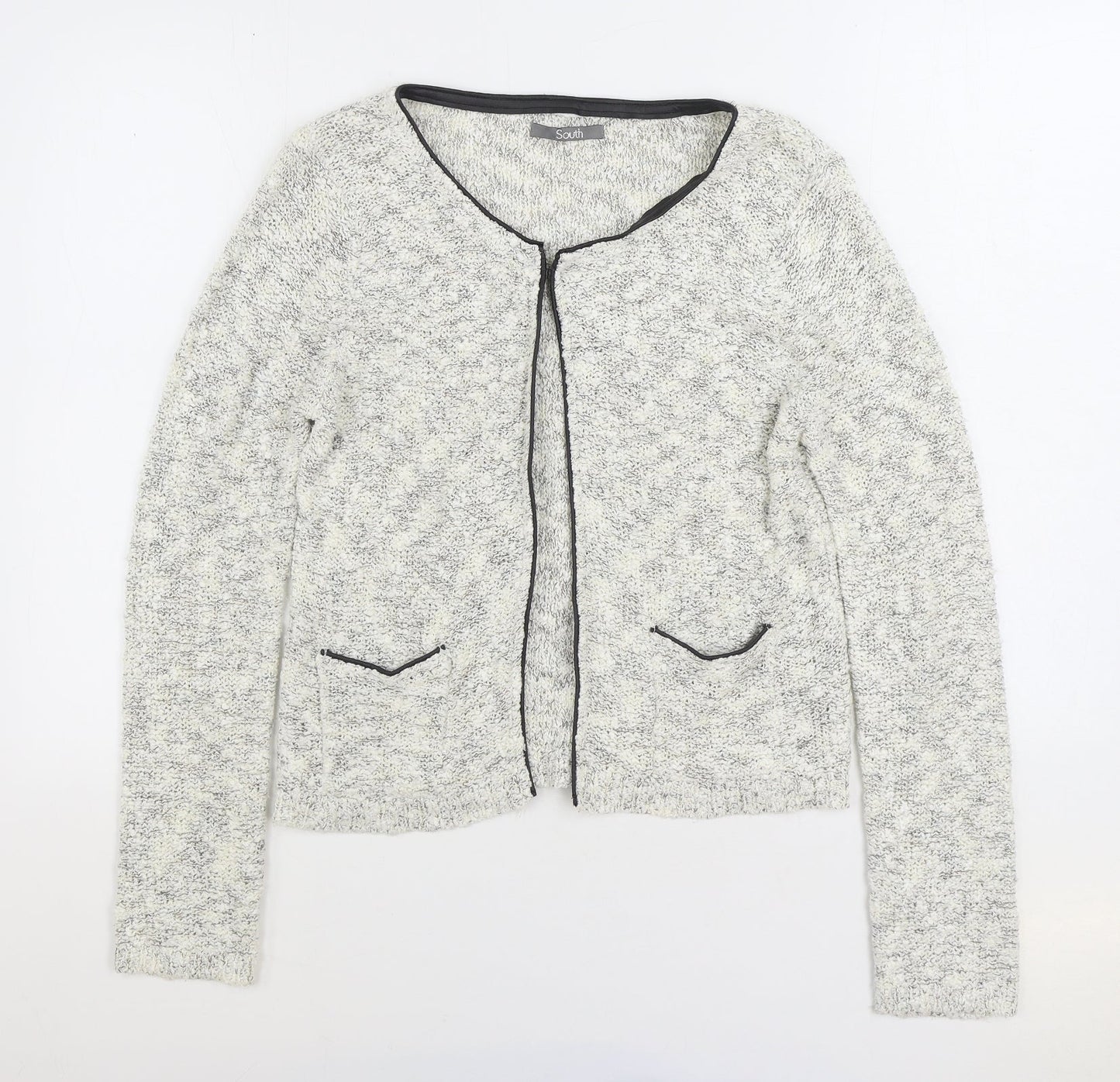 South Womens Grey Round Neck Viscose Cardigan Jumper Size 12