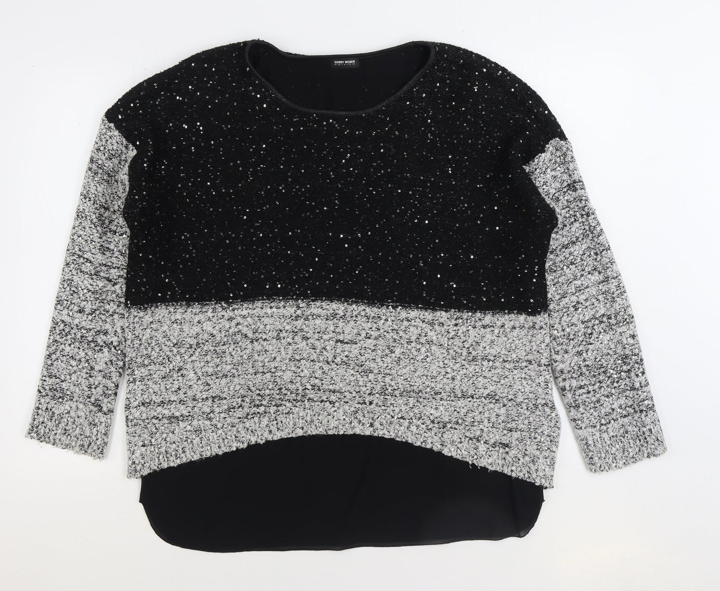 Gerry Weber Womens Black Round Neck Polyester Pullover Jumper Size 12