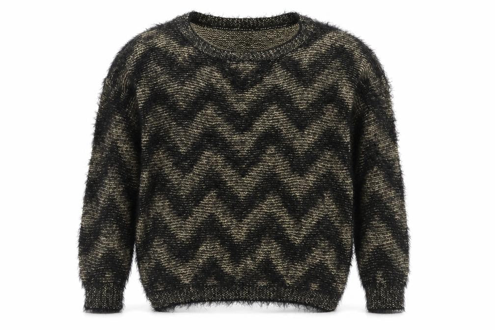 Frock Me Womens Black Round Neck Striped Polyester Pullover Jumper Size S
