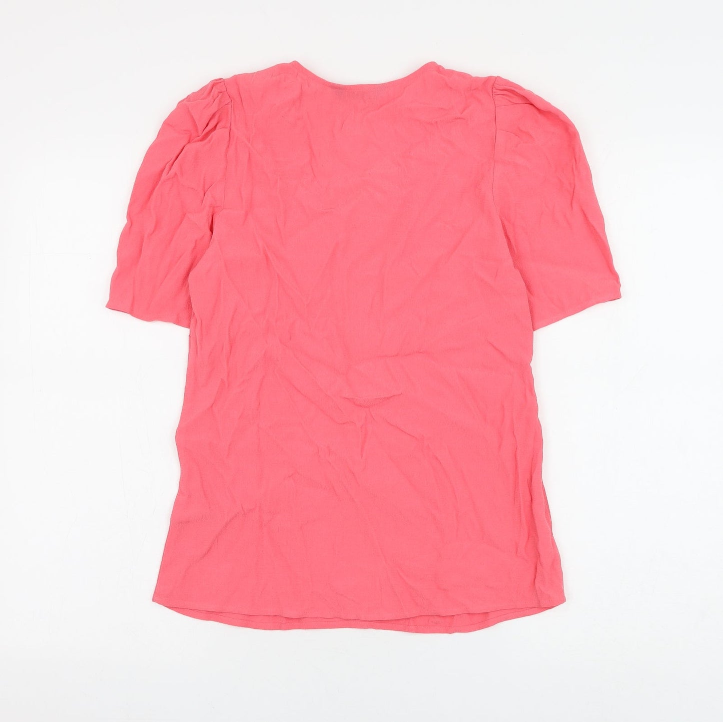 Marks and Spencer Womens Pink Viscose Basic Blouse Size 6 V-Neck