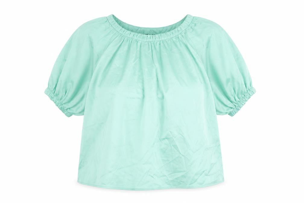 Marks & Spencer Womens Green Polyester Basic Blouse Size 8 Boat Neck