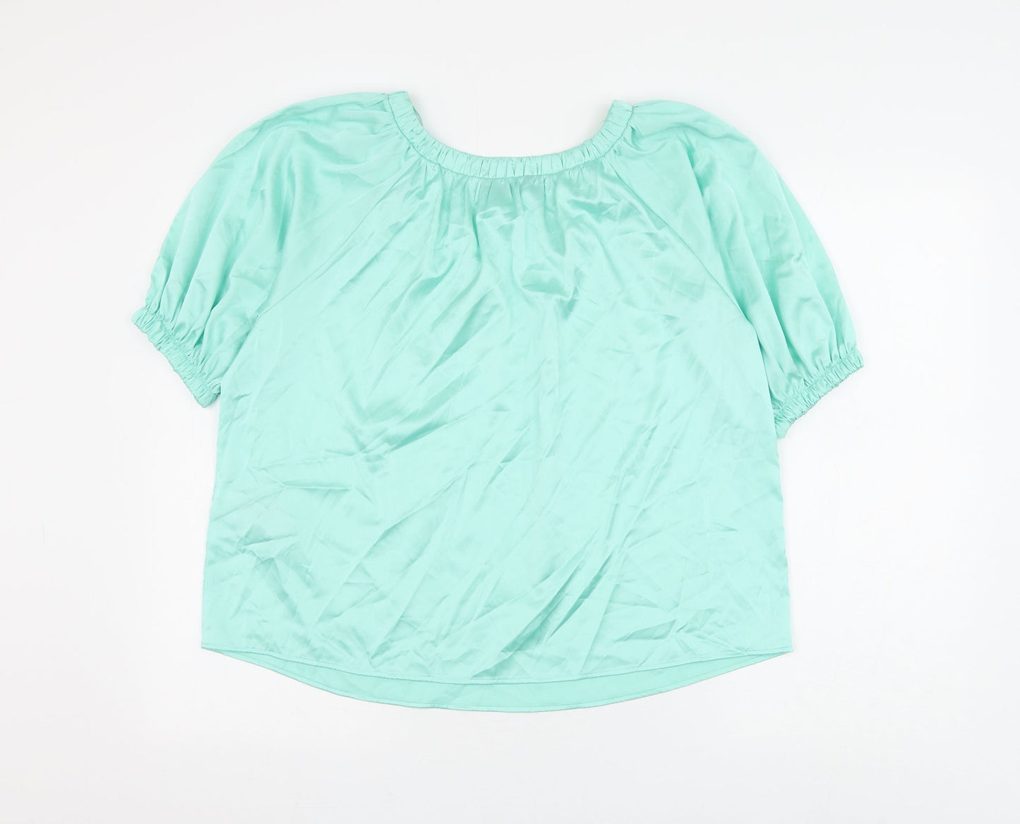 Marks and Spencer Womens Green Polyester Basic Blouse Size 8 Boat Neck