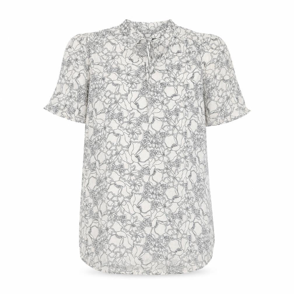 Marks & Spencer Womens White Floral Viscose Basic Blouse Size 6 V-Neck