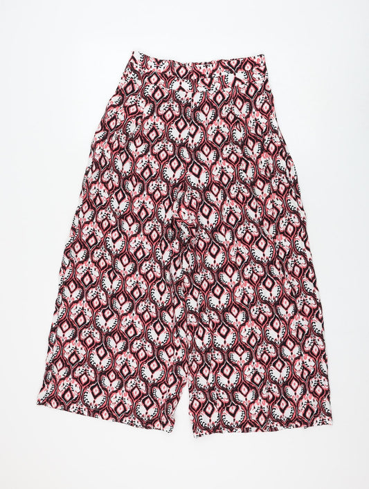 Marks and Spencer Womens Multicoloured Geometric Viscose Cropped Trousers Size 8 L23 in Regular