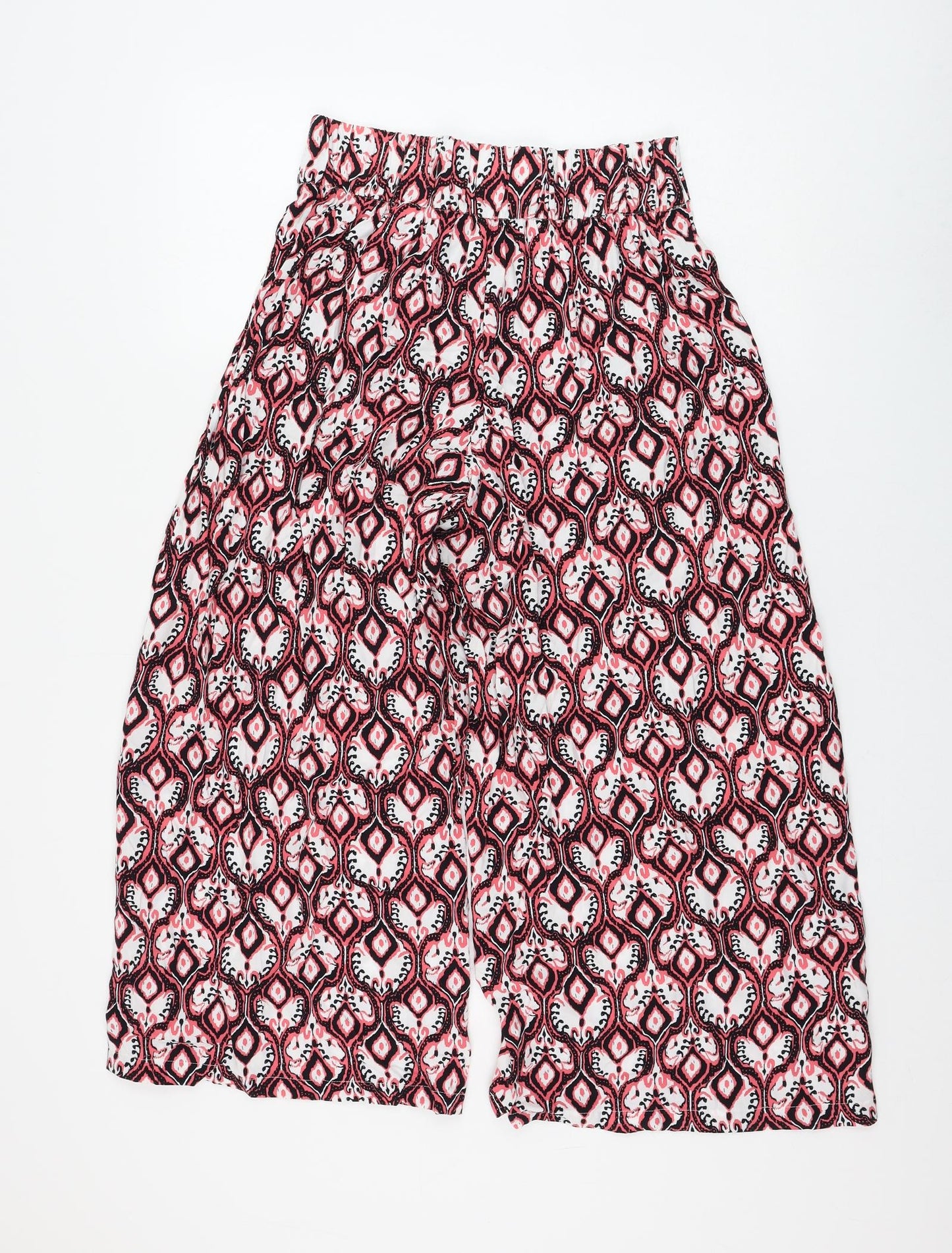 Marks and Spencer Womens Multicoloured Geometric Viscose Cropped Trousers Size 8 L23 in Regular